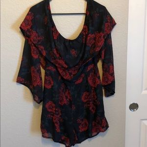 Off the shoulder black romper, new with tags